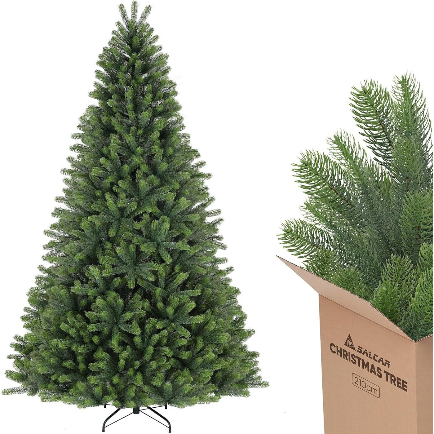 SALCAR 7ft Artificial Christmas Tree - Realistic PE, Sturdy Stand, Quick Setup-Massive Discounts