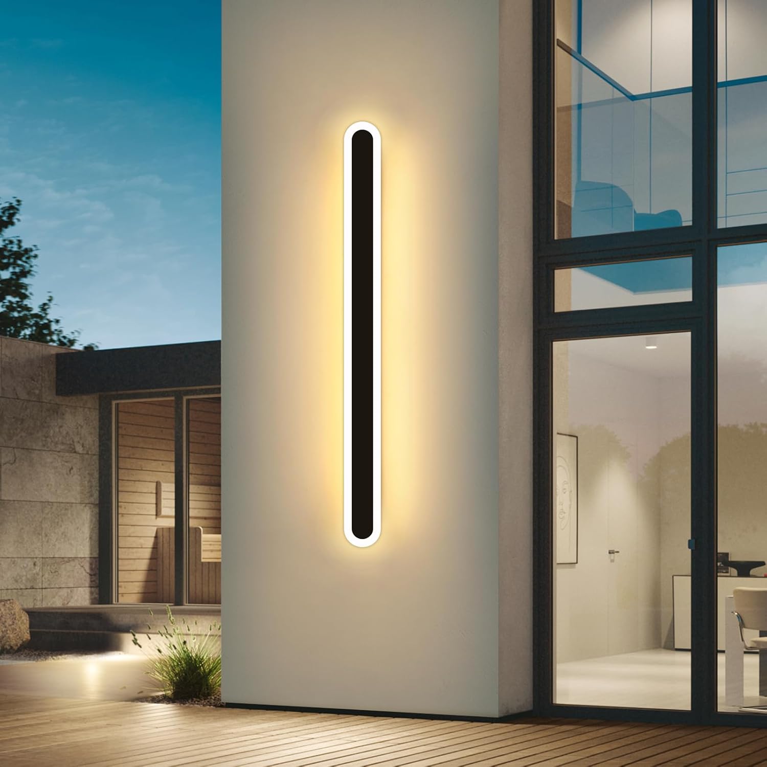 Mikeru 150CM IP65 Outdoor Wall Light 3000K Warm White Matt Black, Porch / Garden - Massive Discounts