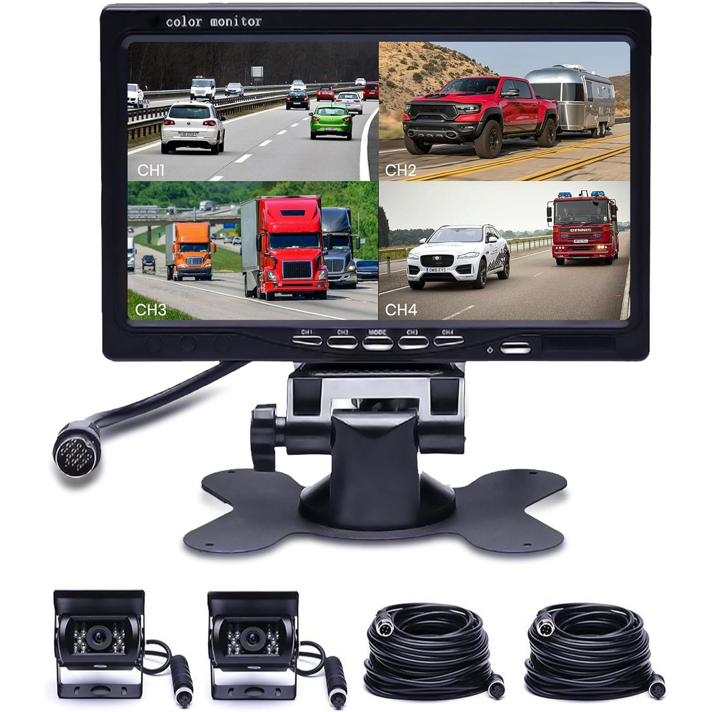 7'' Vehicle Backup Camera System, 4-Split Screen, Waterproof for Trucks/RVs - Massive Discounts