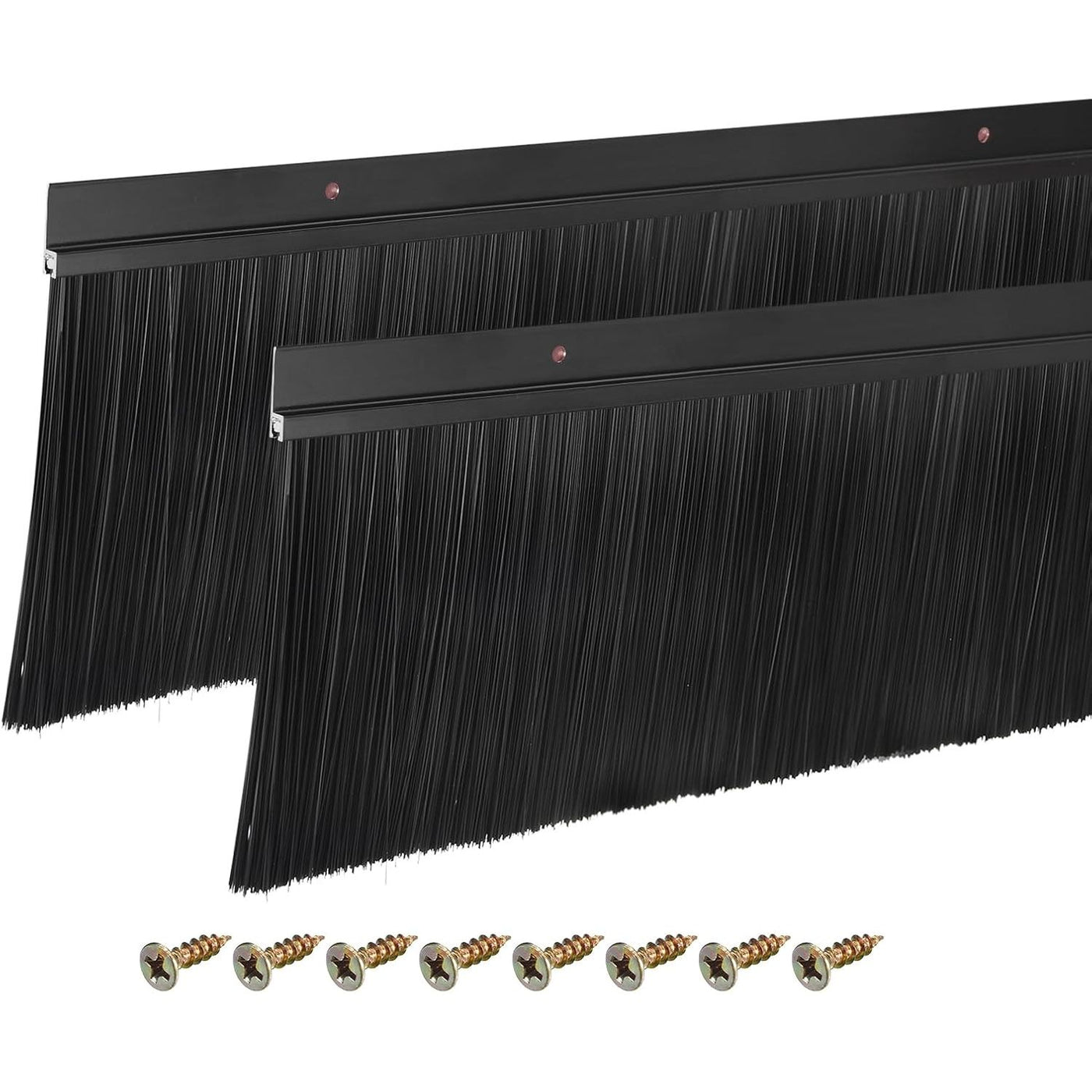 Door Brush Bottom Sweep 2 Pc 1200mm Aluminum H Shape 12cm PP Draft Seal Black