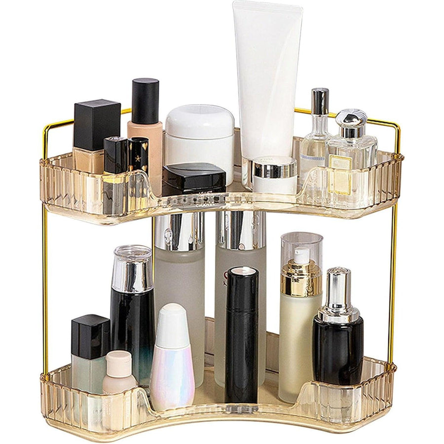 Makeup Organizer Perfume Cosmetic Storage with 2 Layers Gold - Massive Discounts