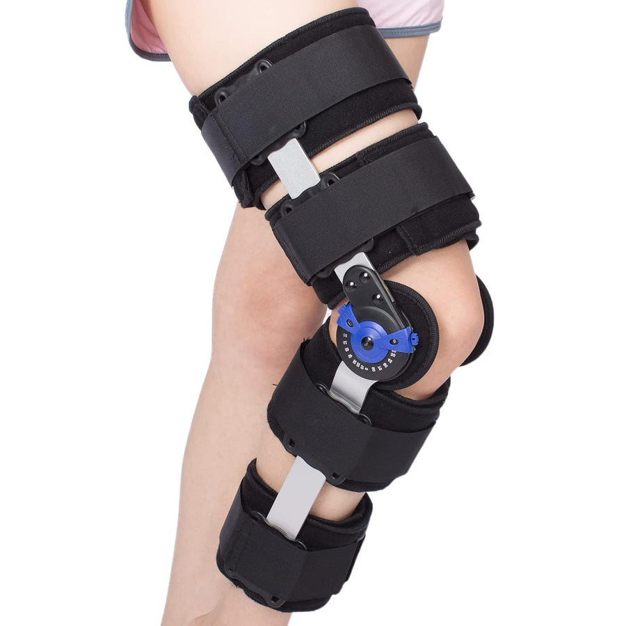 Adjustable Hinged Knee Brace with Side Stabilizers for ACL, Meniscus, Rehab - Massive Discounts