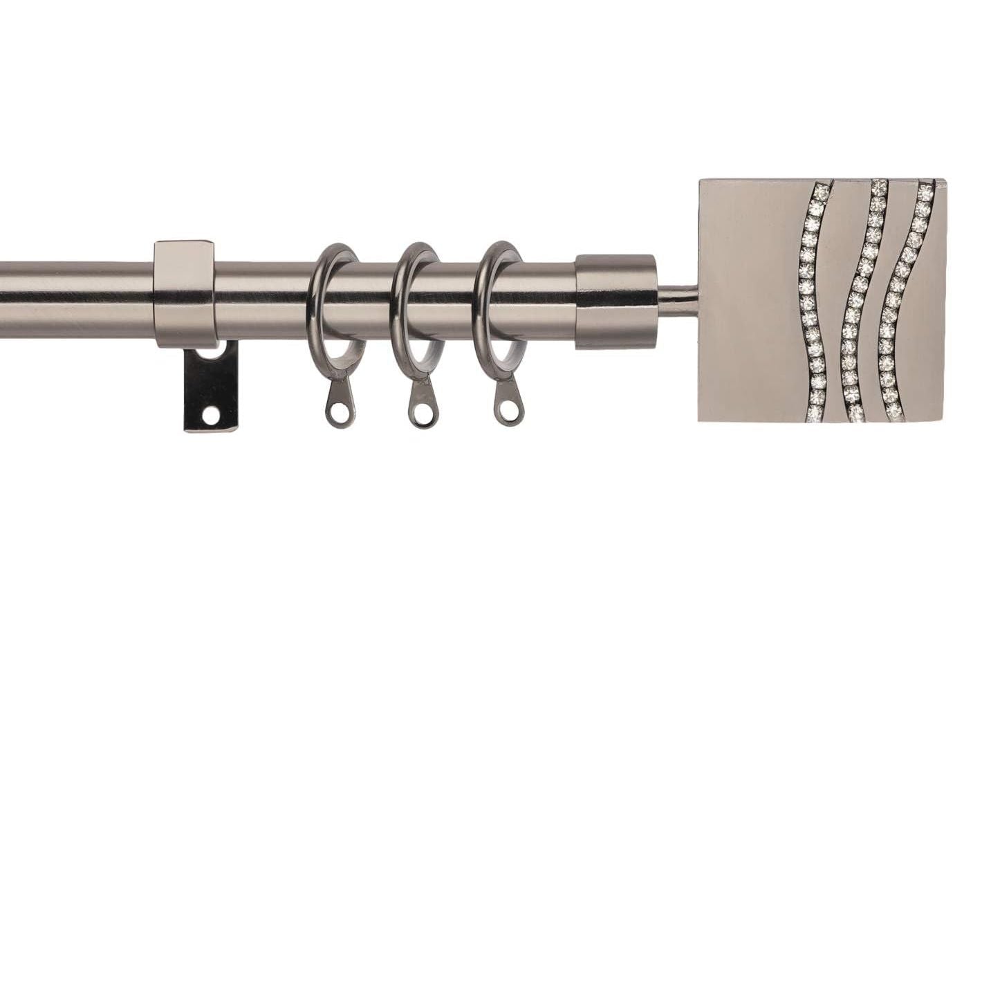 Curtain rod with decorative finials on a white background
