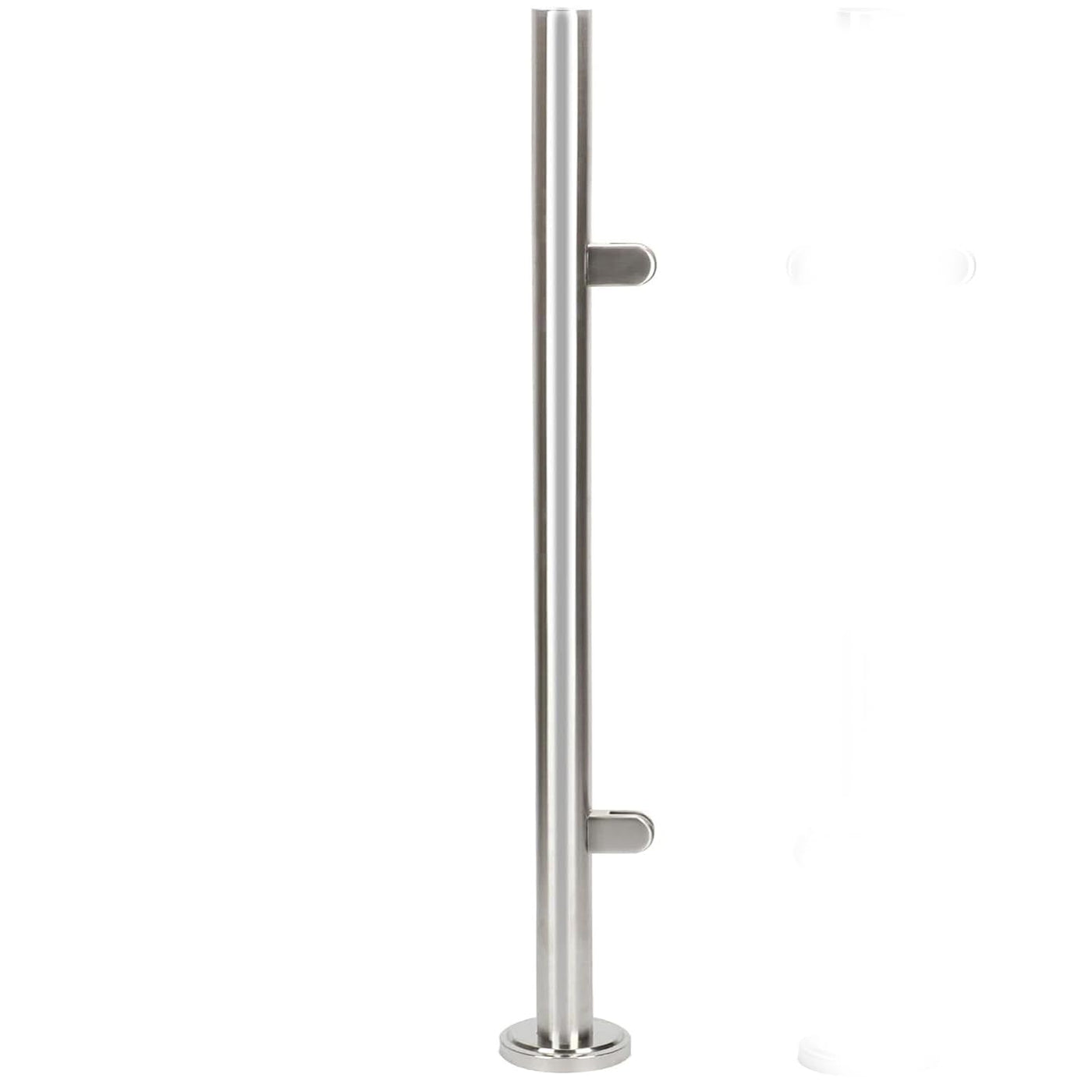 Stainless steel handrail on a white background