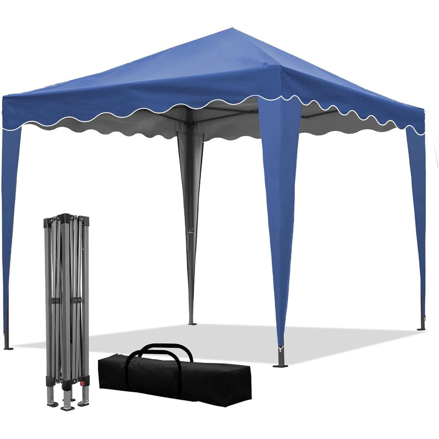 Pop-Up Gazebo with Wave Edge, Easy Setup & Sturdy Structure - Blue