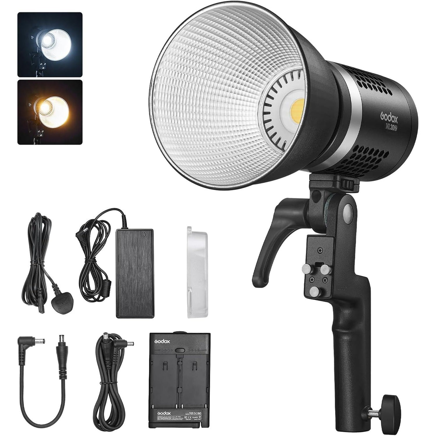 Godox ML30Bi 40W Bi-Color LED Video Light 2800-6500K FX Effects APP & Silent Mode