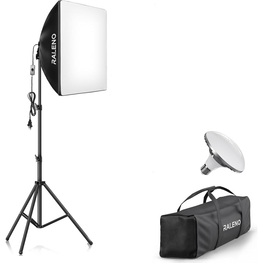 RALENO Softbox Lighting Kit, 1x50x50cm, 50W LED, 5500K CRI 97 for Video & Photos - Massive Discounts