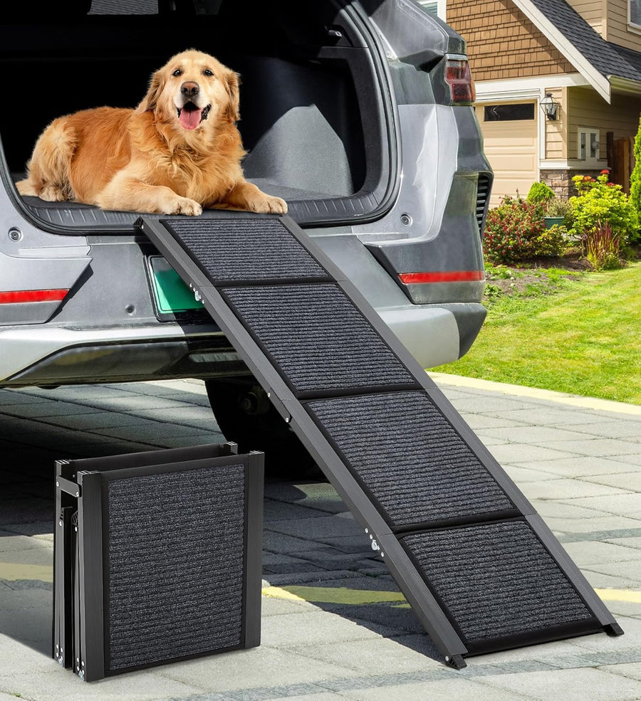 160cm Folding Dog Ramp for Car SUV Truck, Non-Slip Surface, Up to 230lbs