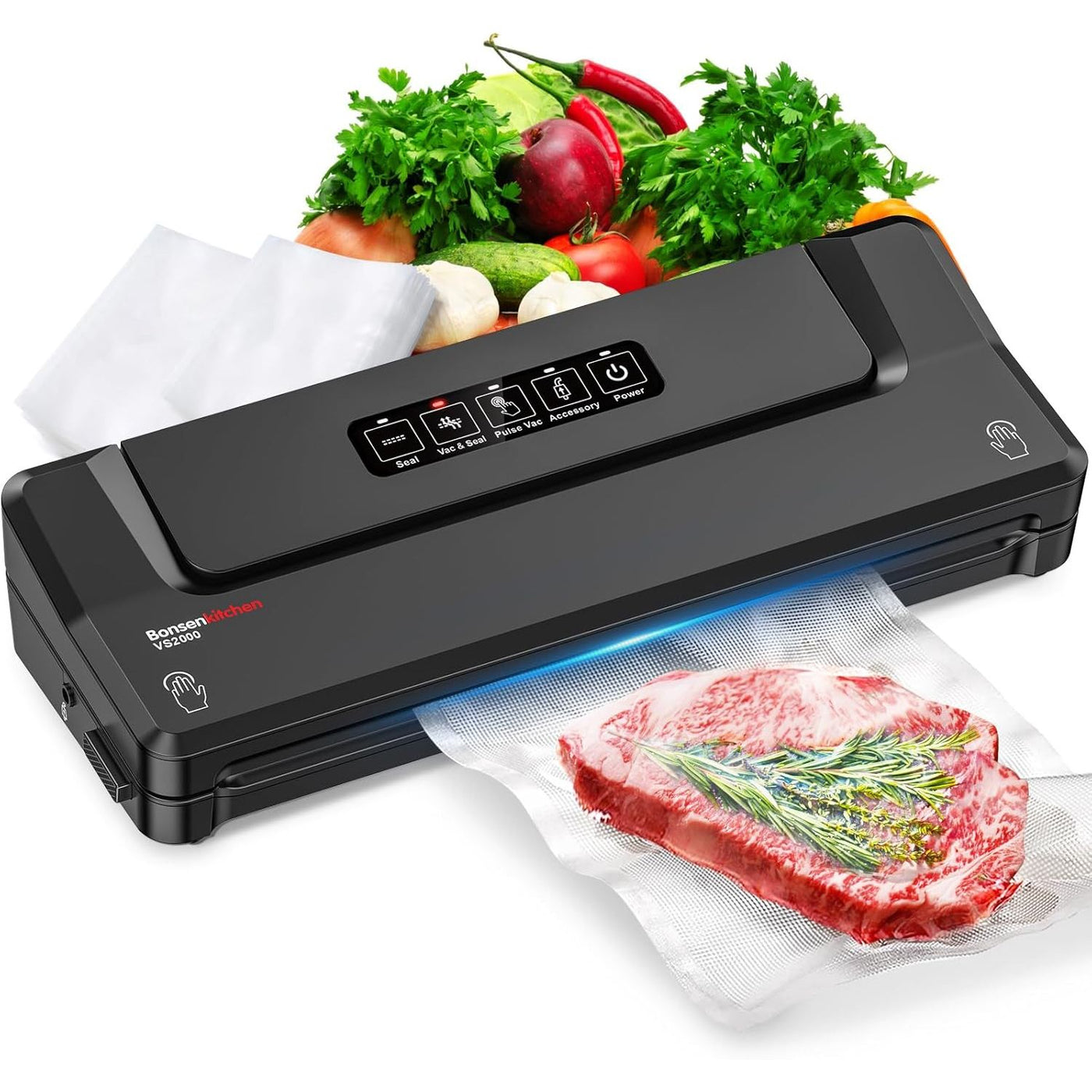 Bonsenkitchen Vacuum Sealer, Fast Compact Sealer w/ Bags & Hose, Black - Massive Discounts