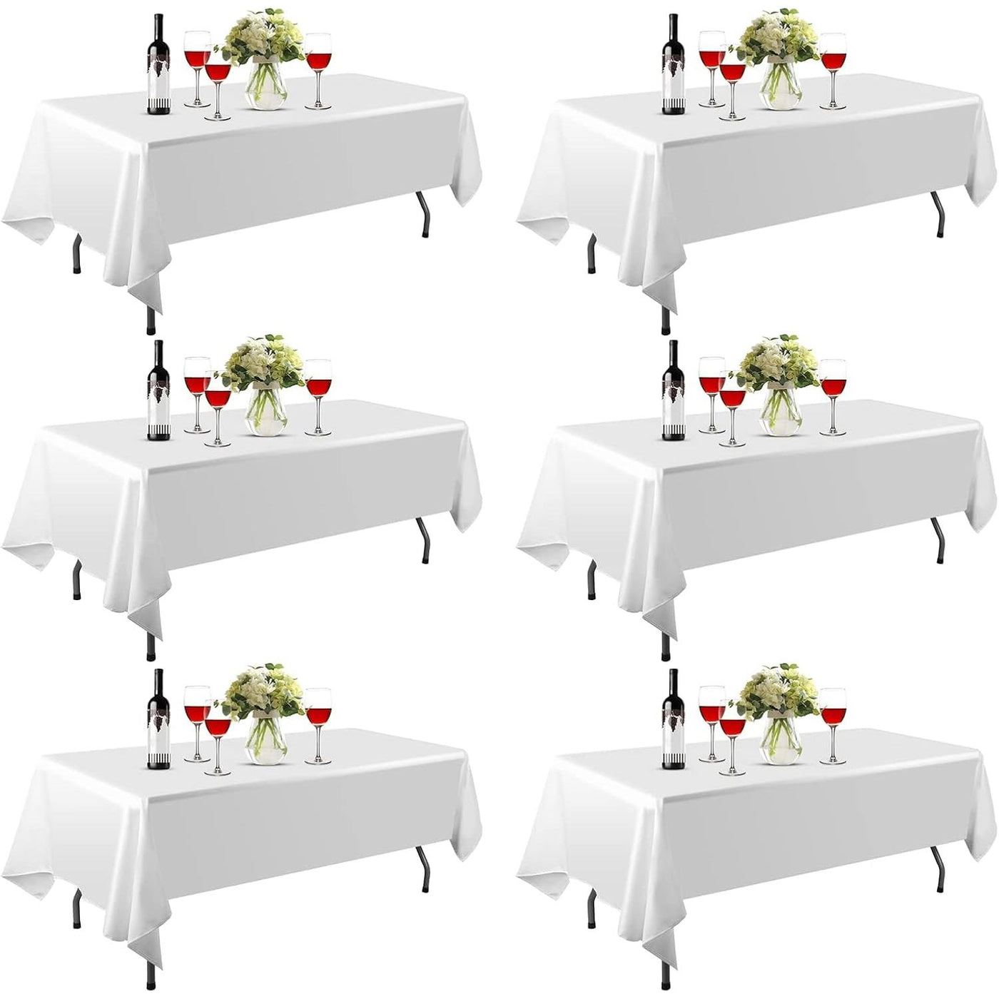 EMART 6 Pack White Tablecloths, 152x260cm, Polyester, Stain Resistant, Washable - Massive Discounts