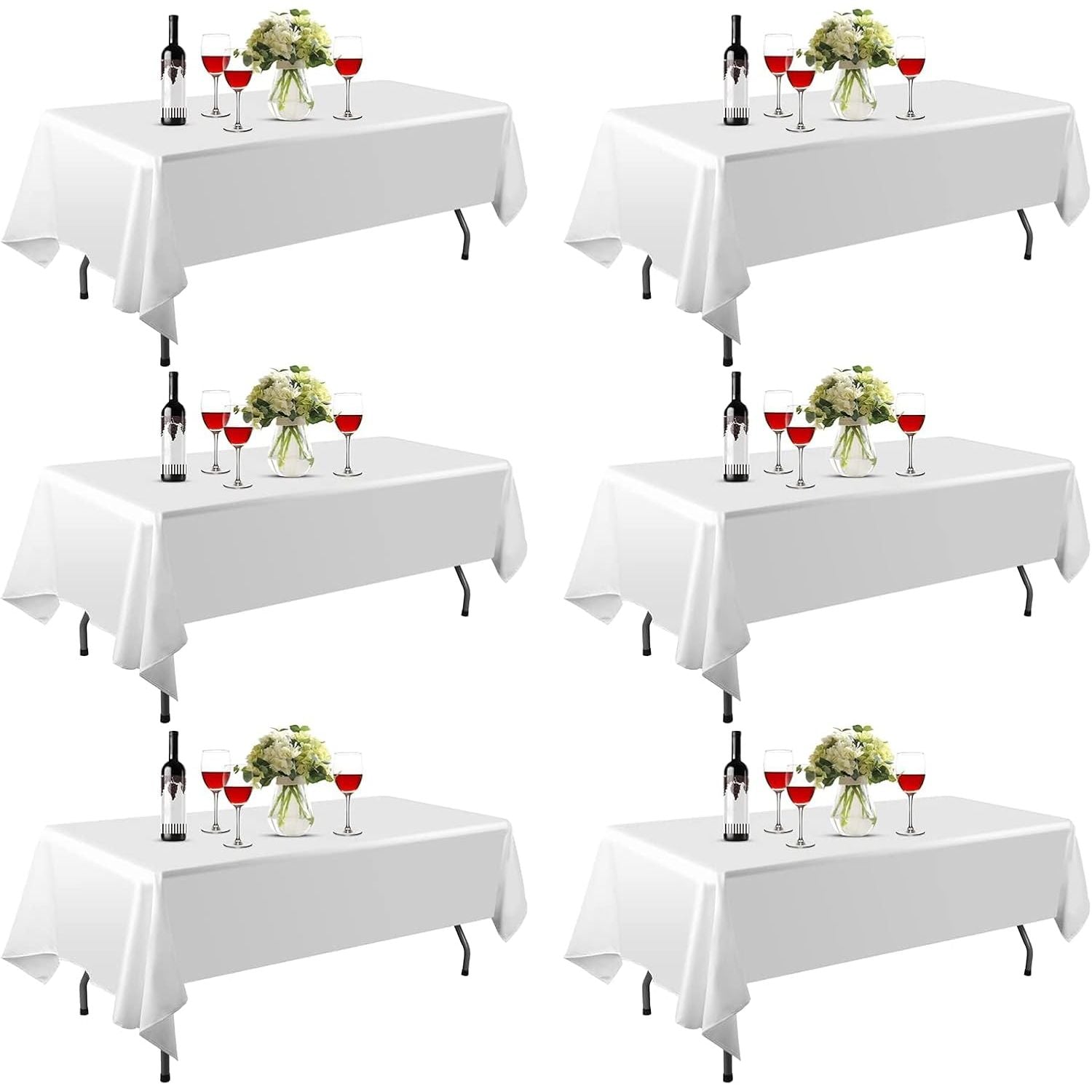 EMART 6 Pack White Tablecloths, 152x260cm, Polyester, Stain Resistant, Washable - Massive Discounts