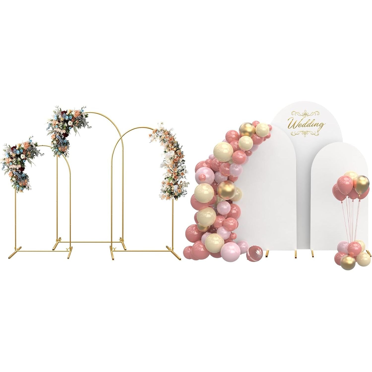 TopDirect 3 Arch Backdrop Stand Set, 4/5/6FT for Parties & Weddings White Cover - Massive Discounts