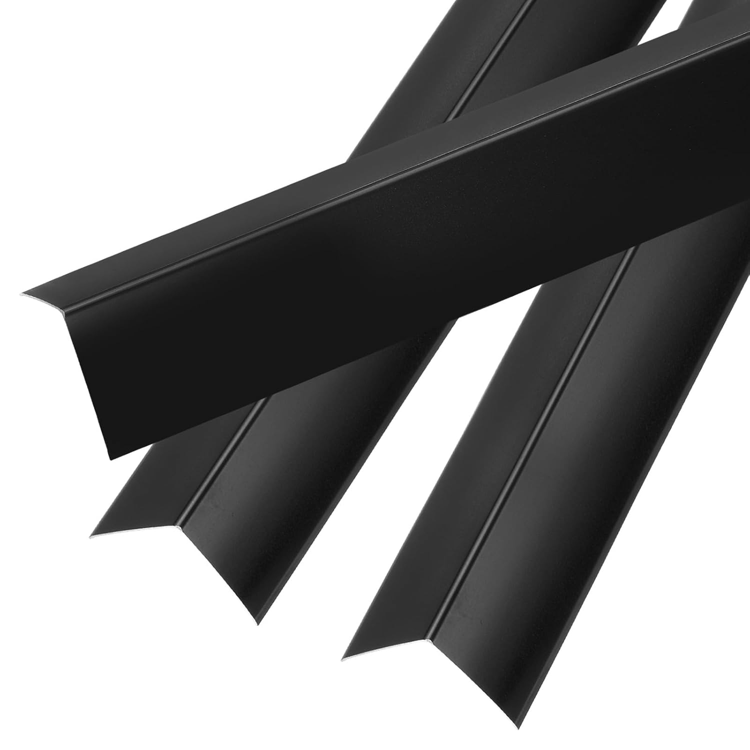 Black aluminum strips on a white background