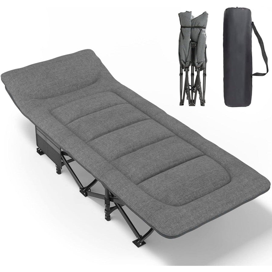 Camp Bed for Adults with Cushion & Pillow 75x26in Lightweight Grey - Massive Discounts