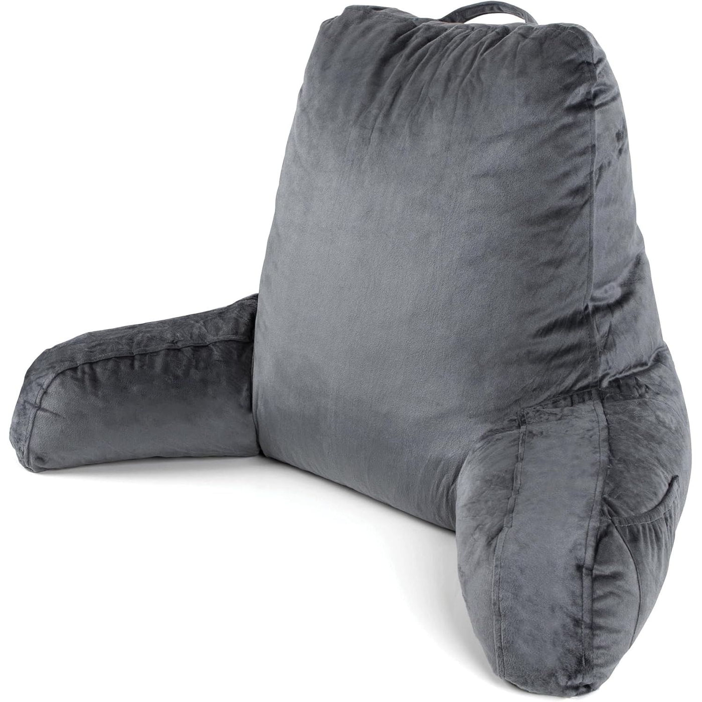 Gray backrest pillow on a white background