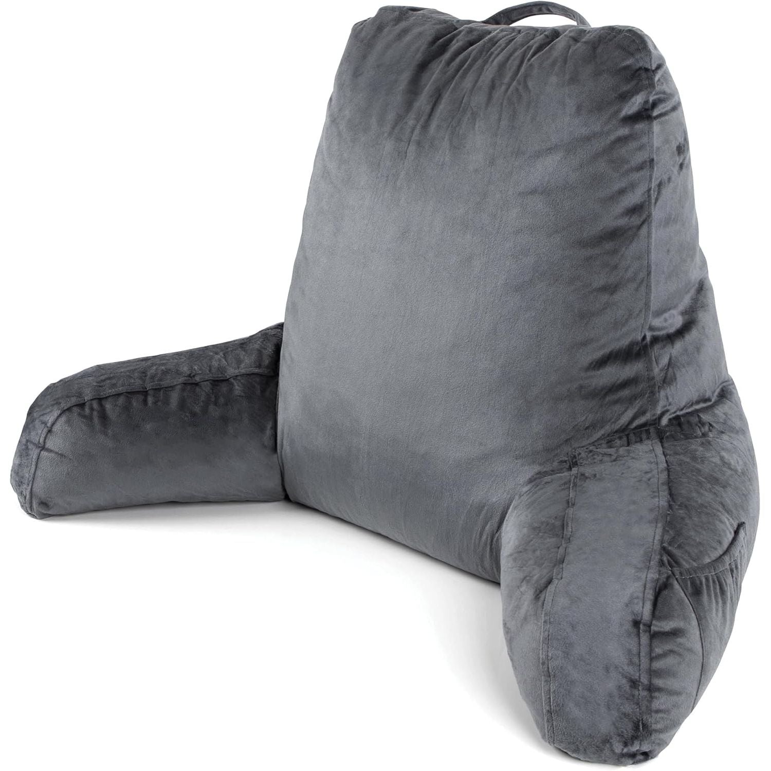 Gray backrest pillow on a white background