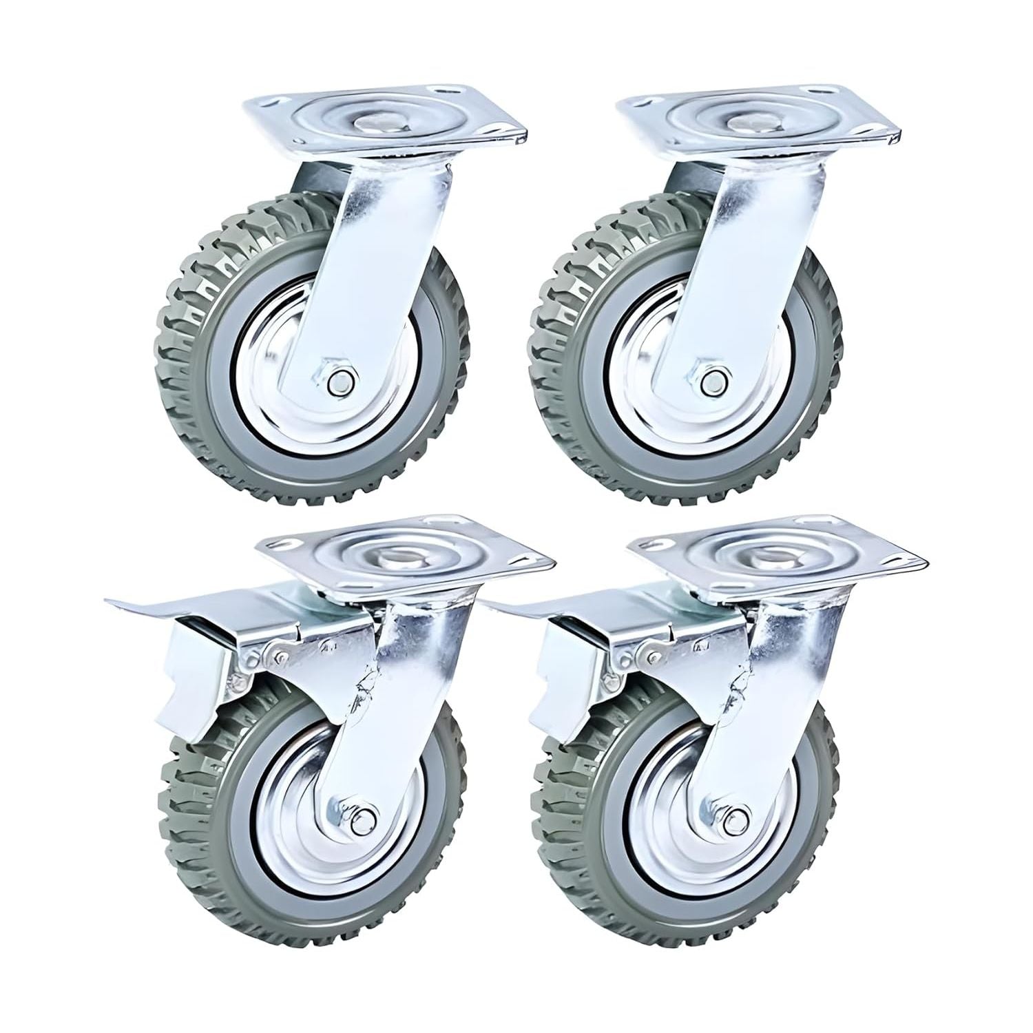 Nisorpa 8'' Heavy Duty Rubber Caster Wheels, Set of 4, 2 Swivel with Brake - Massive Discounts