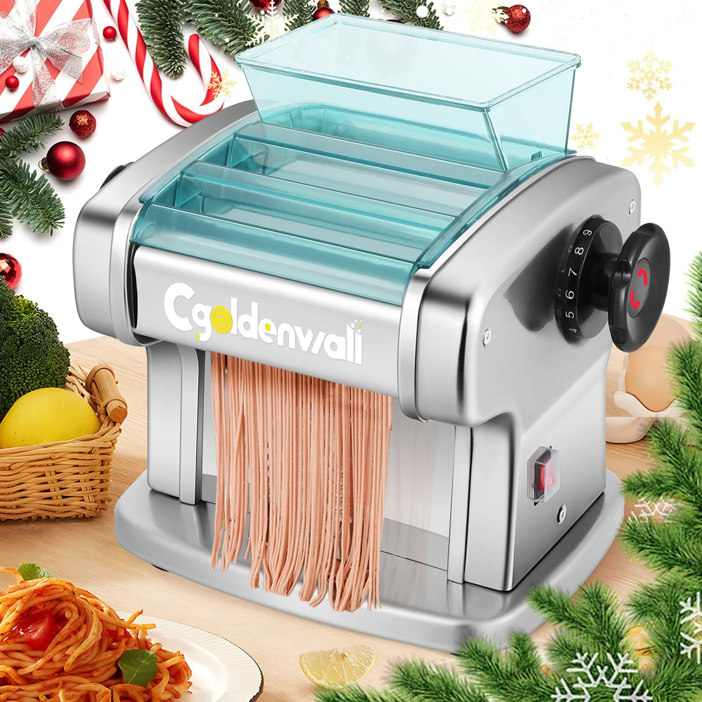 CGOLDENWALL Electric Pasta Maker, Stainless Steel, 9 Thickness Levels, Noodles - Massive Discounts