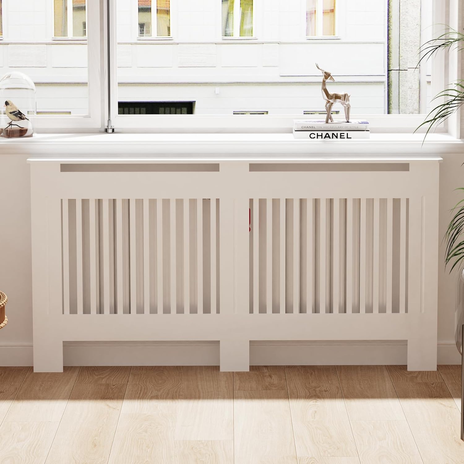 Large White High Radiator Cover Cabinet, 100cm Internal Height, Modern Design - Massive Discounts