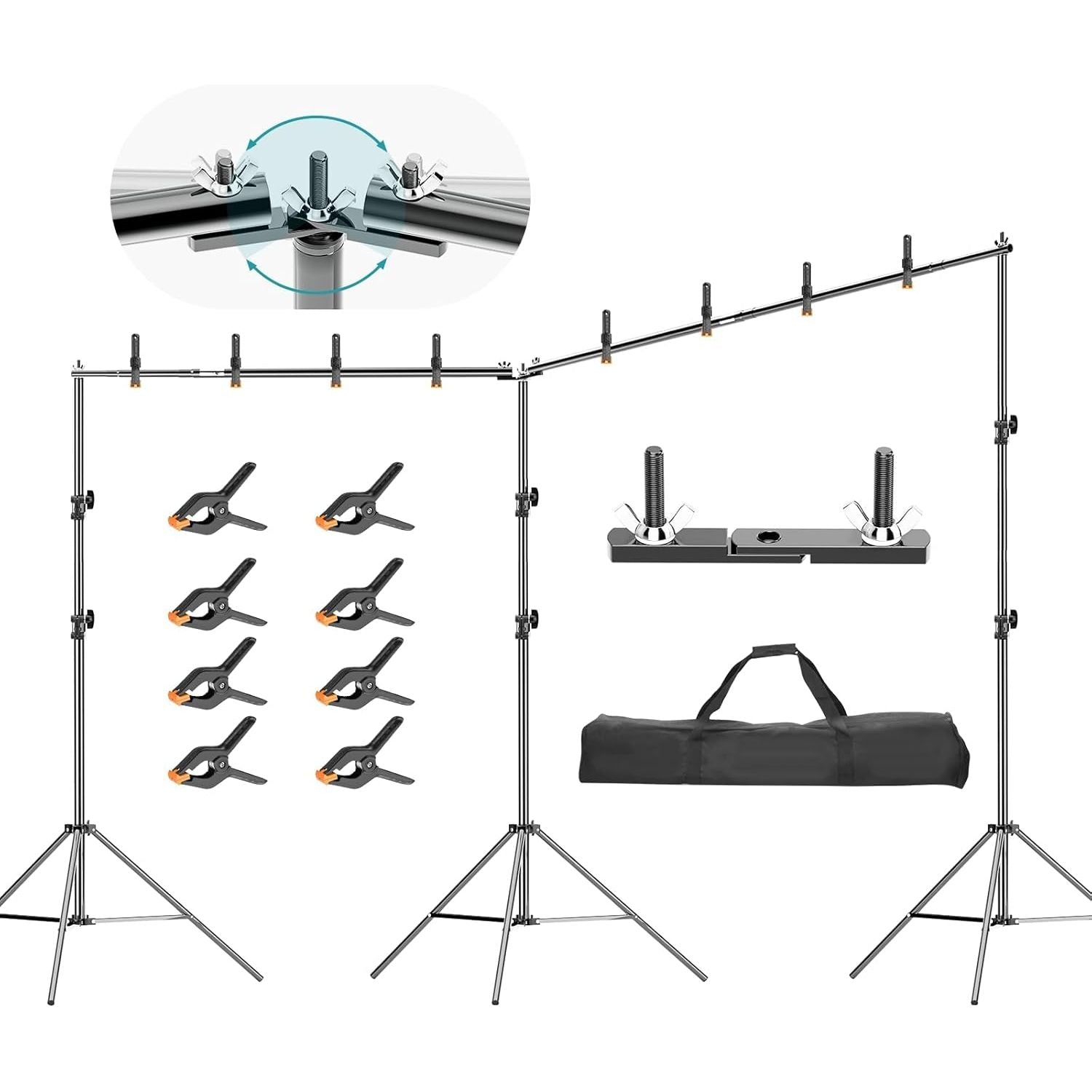 EMART 6x3m Pro Photo Studio Backdrop Stand Kit with Clamps & Bag - Massive Discounts