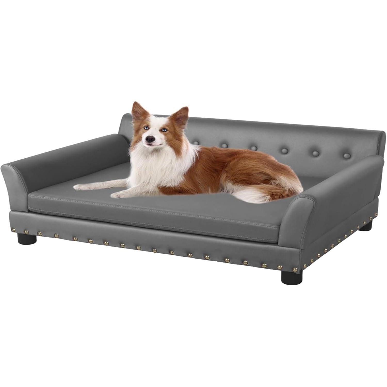BingoPaw Large Dog Sofa Couch: Luxury Pet Lounge Bed L(96X70cm) - Grey