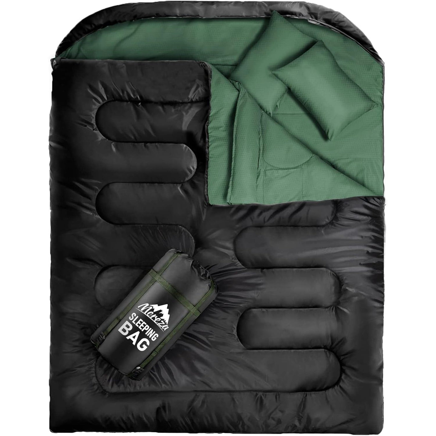 MEREZA XL Double Sleeping Bag for Adults, Warm Camping Bag for 2 Persons