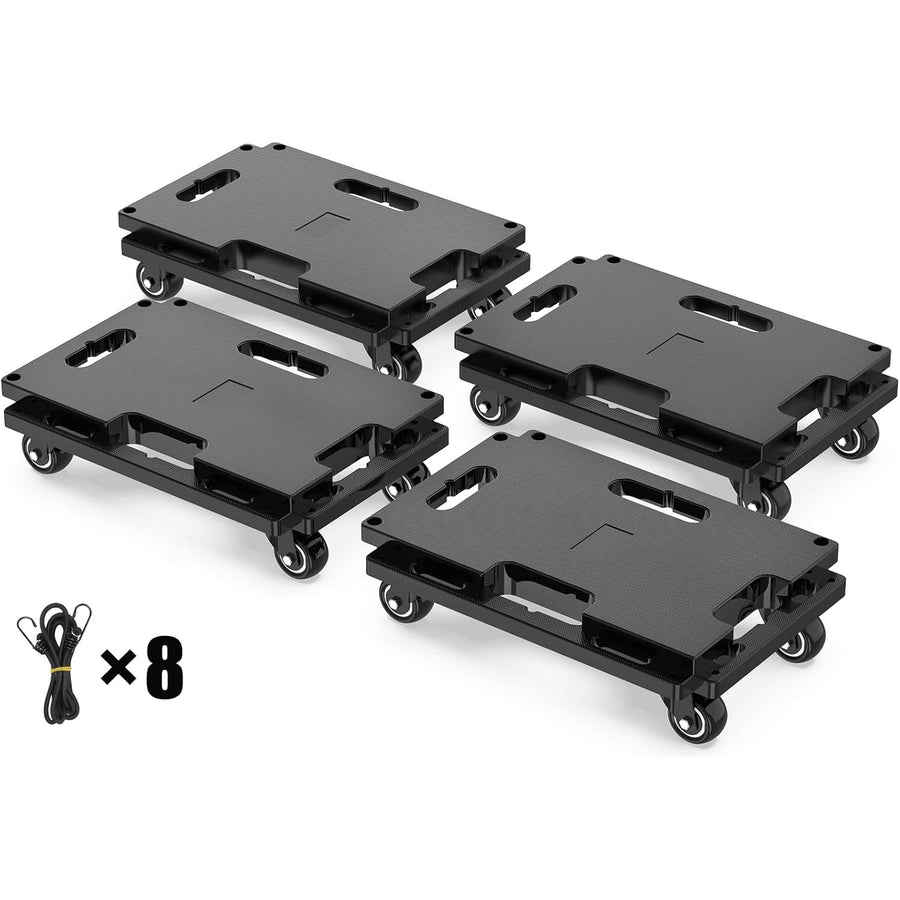 SOLEJAZZ Connectable Mobile Dolly 440LBS Heavy Duty Trolley, 4-Pack, Black