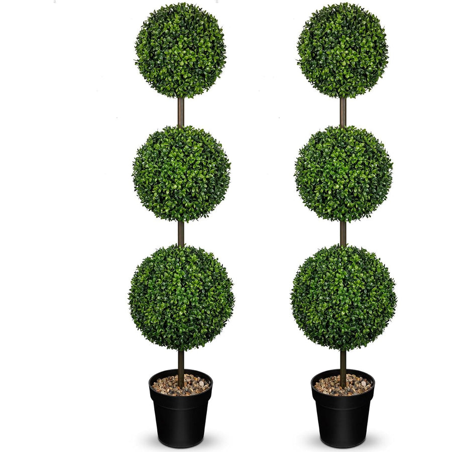 Artificial Topiary Tree Outdoor 4FT Fake Plant Ball Pot Indoor Decor Hollyone