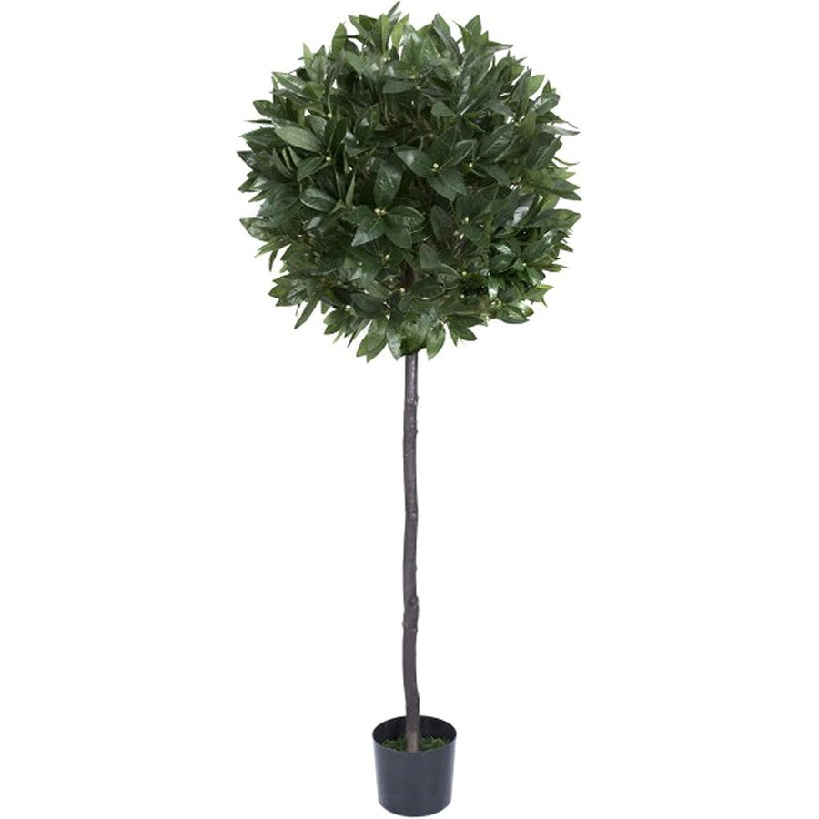 Artificial potted tree with green leaves on a white background