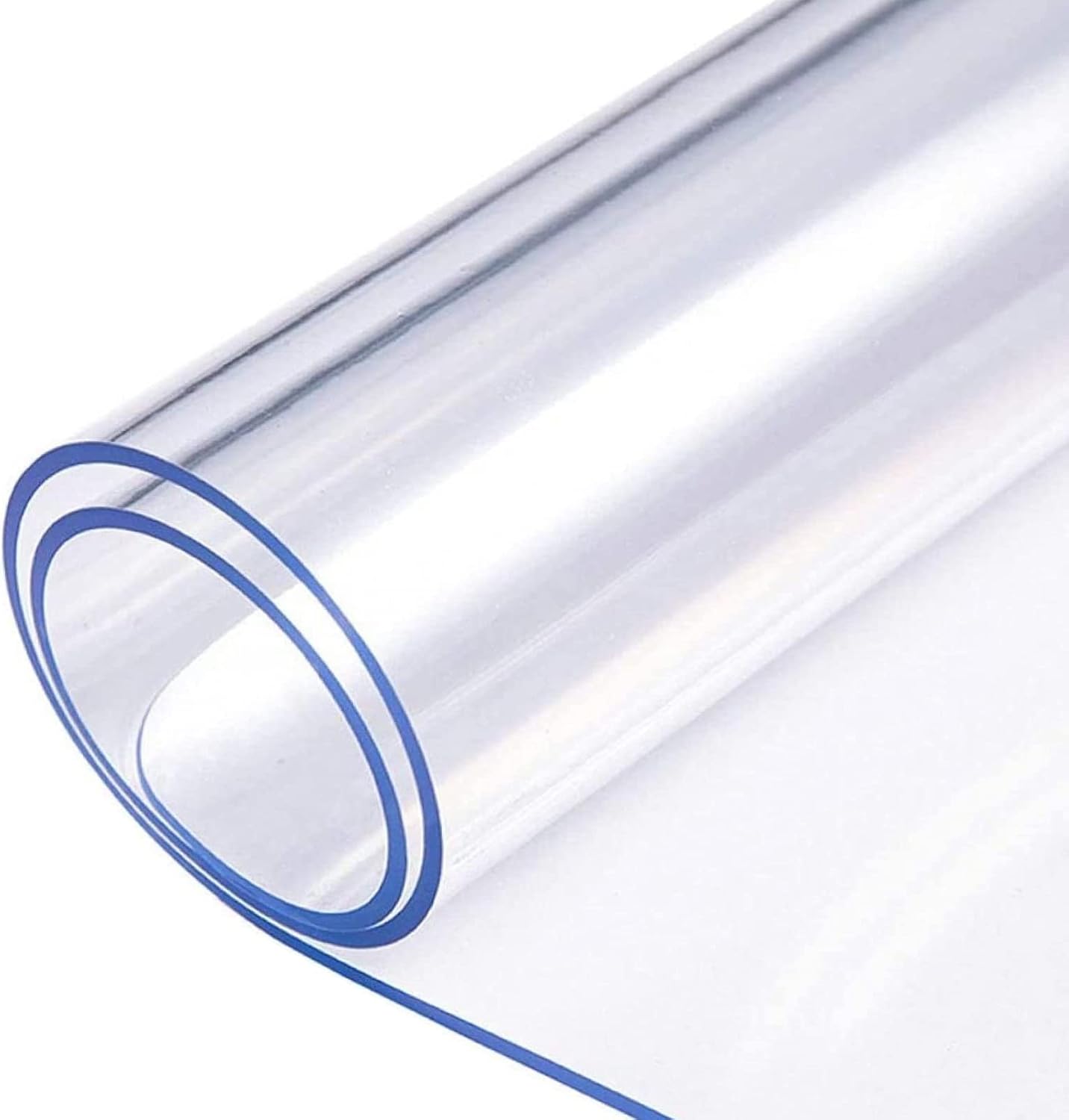 Clear silicone mat with blue edge on a white background