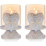 Sziqiqi Vintage Metal Pillar Candle Holders Set of 2 - Christmas Table Décor - Massive Discounts