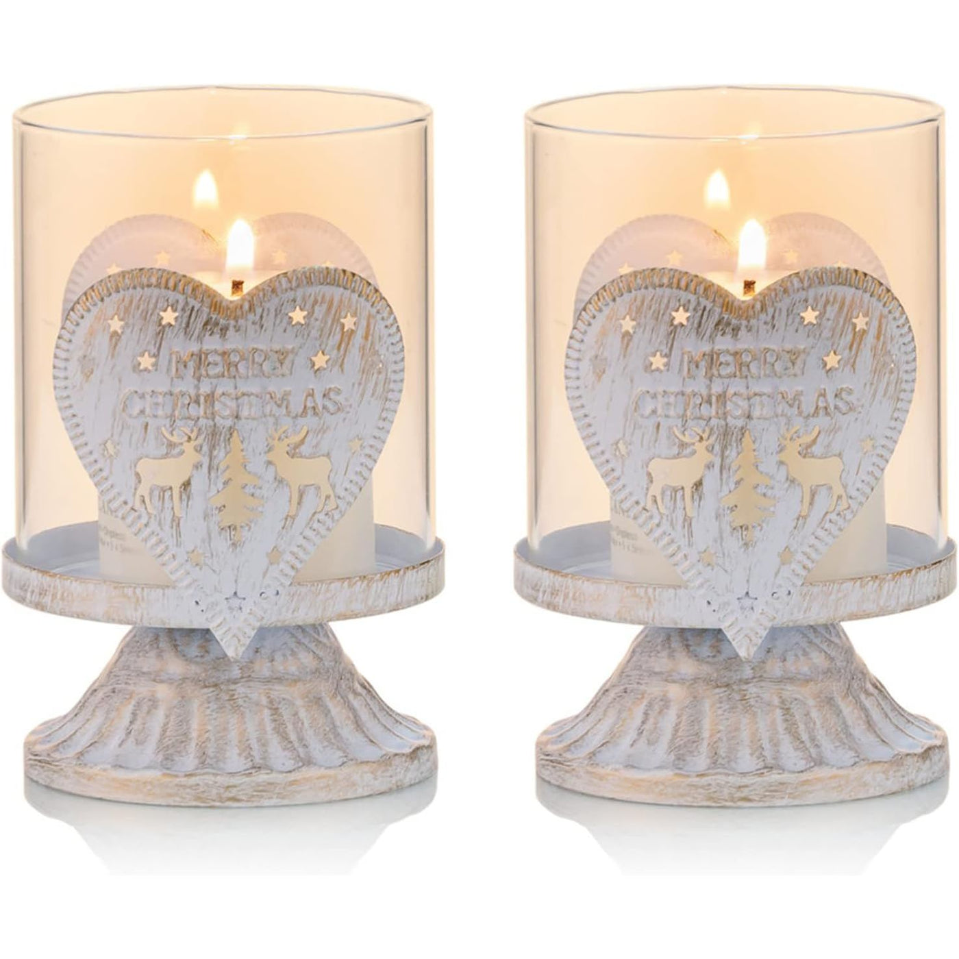 Sziqiqi Vintage Metal Pillar Candle Holders Set of 2 - Christmas Table Décor - Massive Discounts