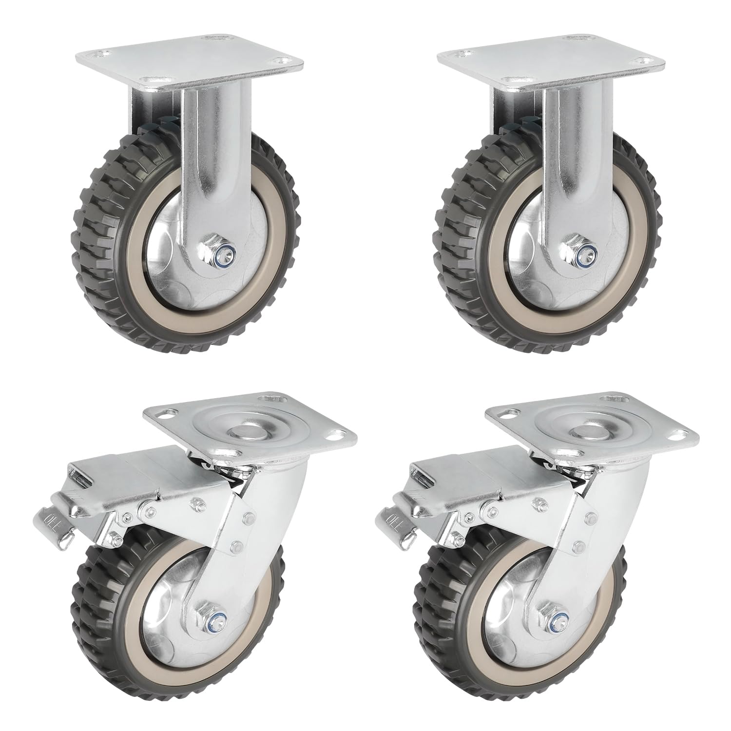 Nisorpa 8'' Heavy Duty Rubber Caster Wheels, Set of 4, 2 Swivel with Brake - Massive Discounts