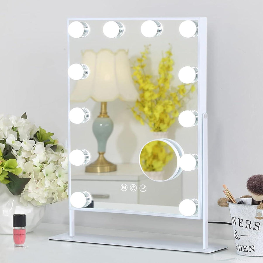 FENCHILIN Vanity Makeup Mirror with Lights 12 LED Bulbs 10X Magnifying - Massive Discounts