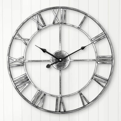 Silent Wall Clock Vintage Metal Skeleton Roman Numerals Farmhouse ARVINKEY