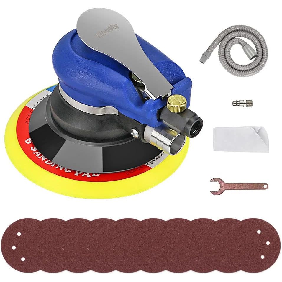 6in Air Random Orbital Sander, Dual Action with Dust Collection & Sandpapers - Massive Discounts