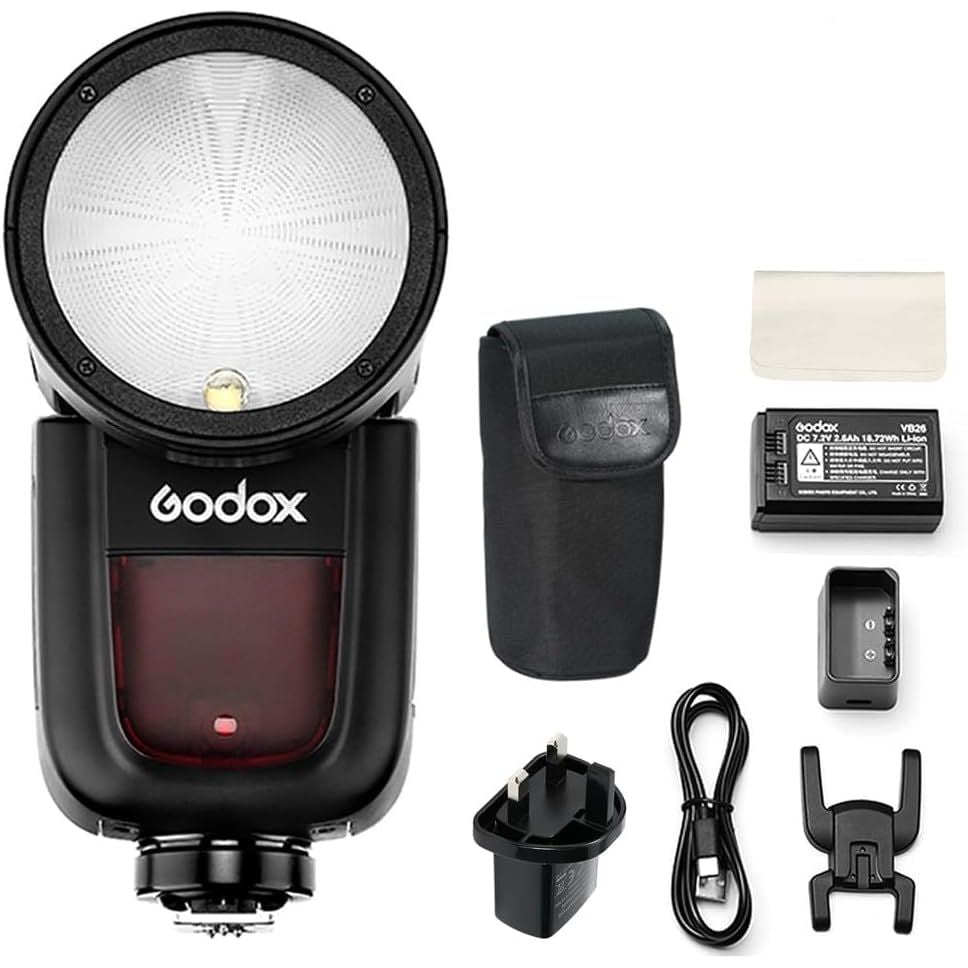Godox V1-F Round Head Flash Speedlite 76Ws HSS with Battery for Fuji Cameras