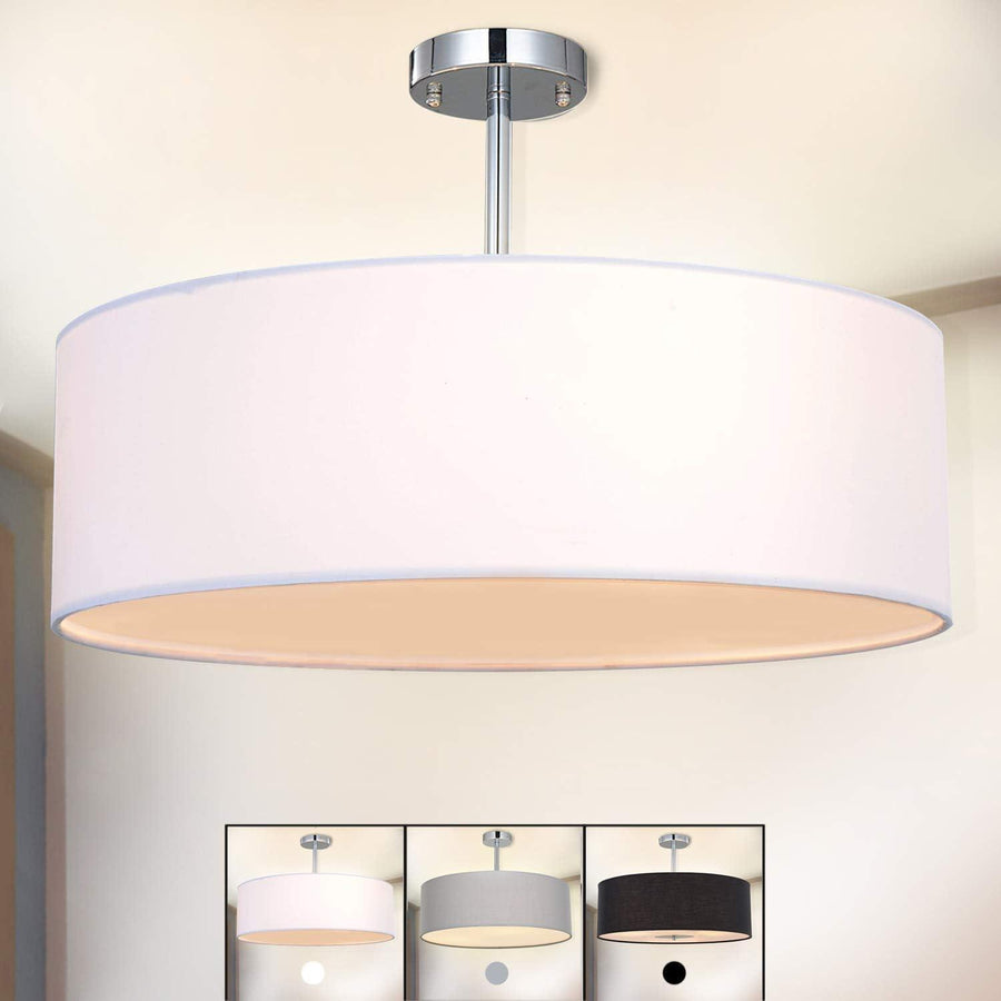 SPARKSOR Ceiling Light: Large White Fabric Pendant Shade, 3 Bulbs, E27 - Massive Discounts