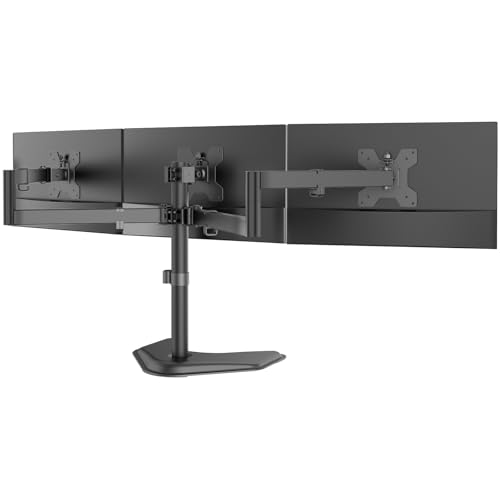 Triple Monitor Stand 27 Inch Free Standing Adjustable VESA Black WALI