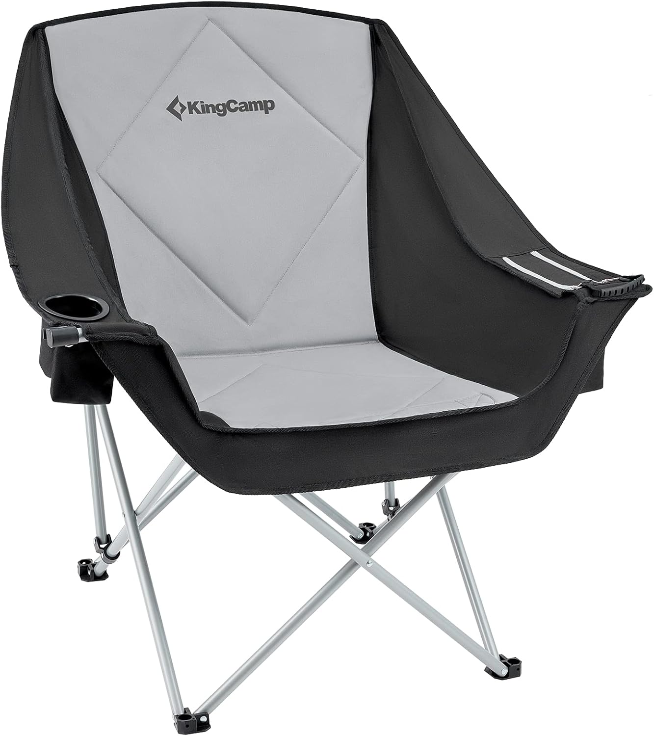 2x KingCamp Folding Camping Chairs, Padded, Cooler Bag, 300lbs Support