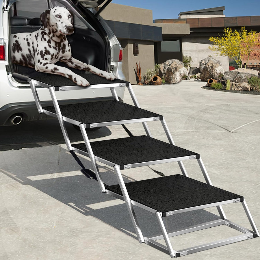 Extra Wide Foldable Dog Car Steps, Non-Slip Ramp for Large Dogs up to 250lbs - Massive Discounts