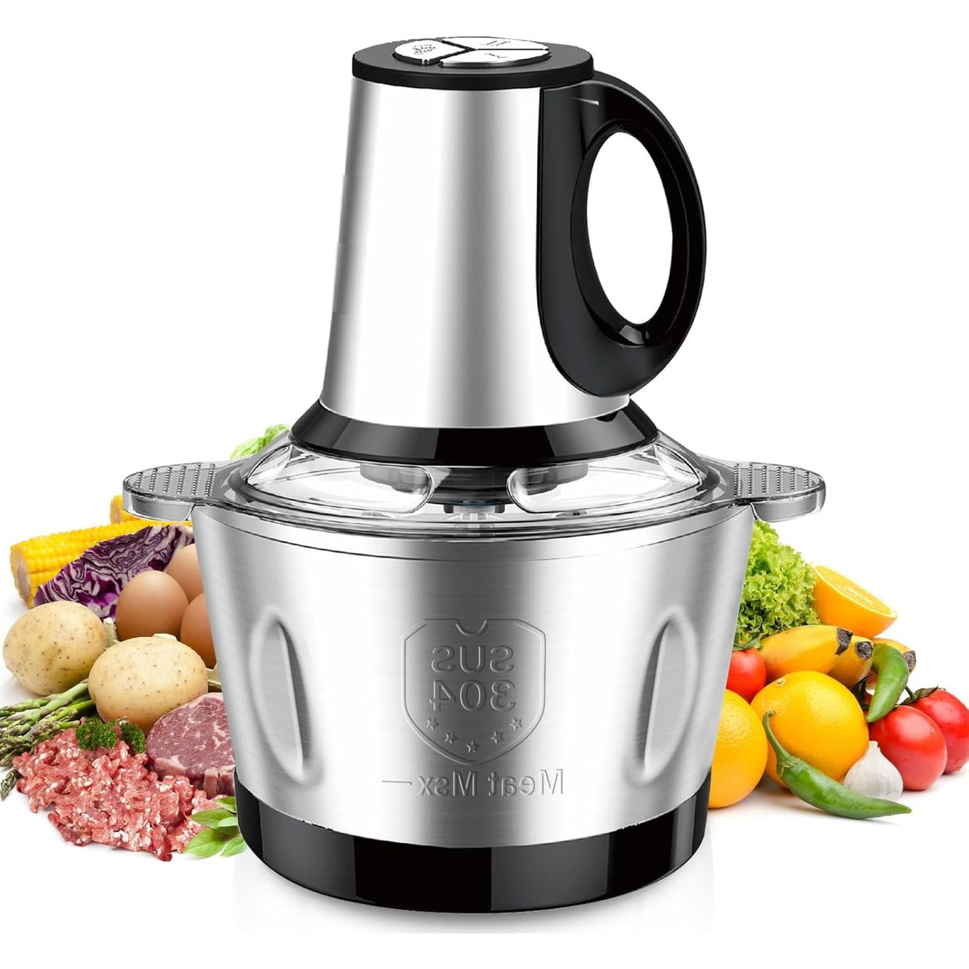 Nestling 600W Mini Food Chopper, 2L Bowl, 3 Speeds, 4 Blades, Grinder & Whisk - Massive Discounts