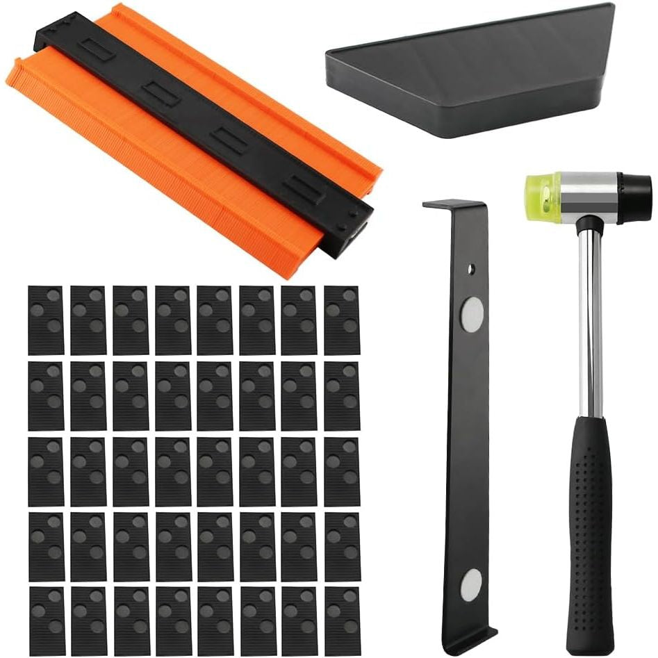 Laminate Flooring Installation Kit with Contour Gauge, Mallet, Spacers & Tools - Massive Discounts