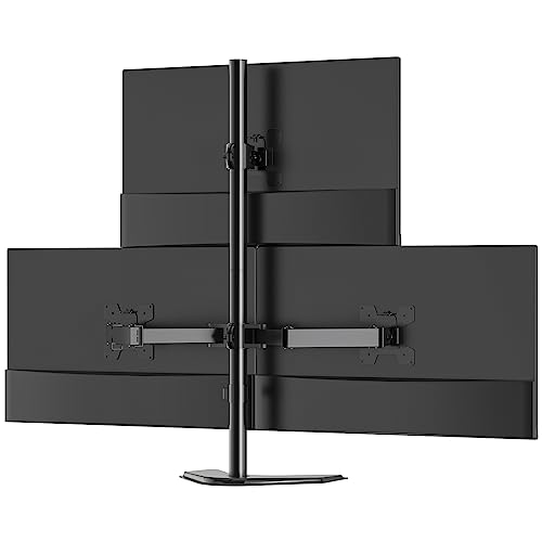 Triple Monitor Stand 27 Inch Free Standing Adjustable 22lb Arms WALI Black