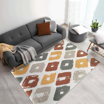 Washable Area Rug 120x180cm Non Slip Pet Friendly Beige Brown Yellow Vernal