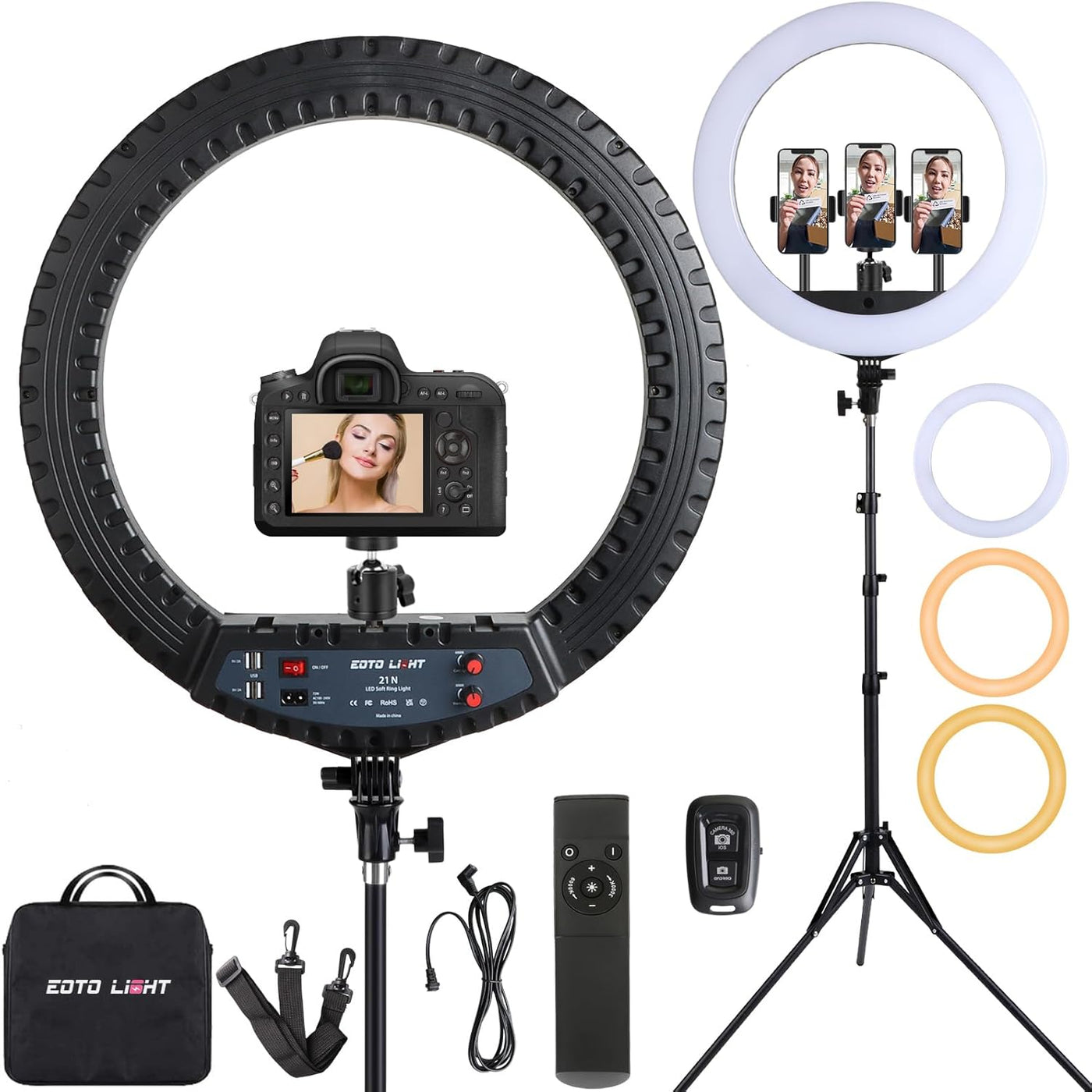  21'' LED Ring Light with Tripod, Remote for Photography Video Makeup and TikTok - Massive Discounts