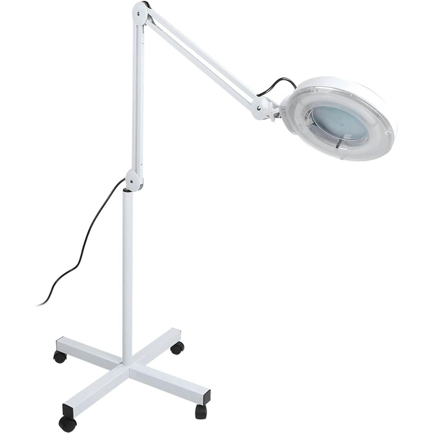 5X Magnifying Floor Lamp with Wheels – Adjustable Arm for Beauty & Tattoo