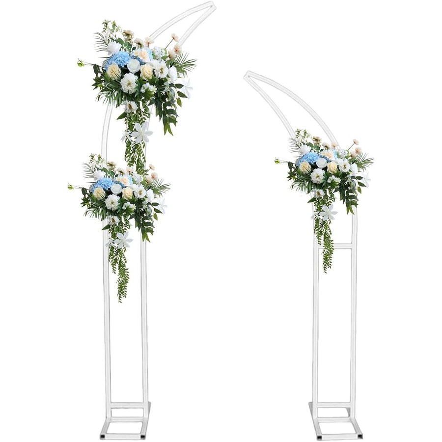 Two floral arches with greenery and flowers on a white background
