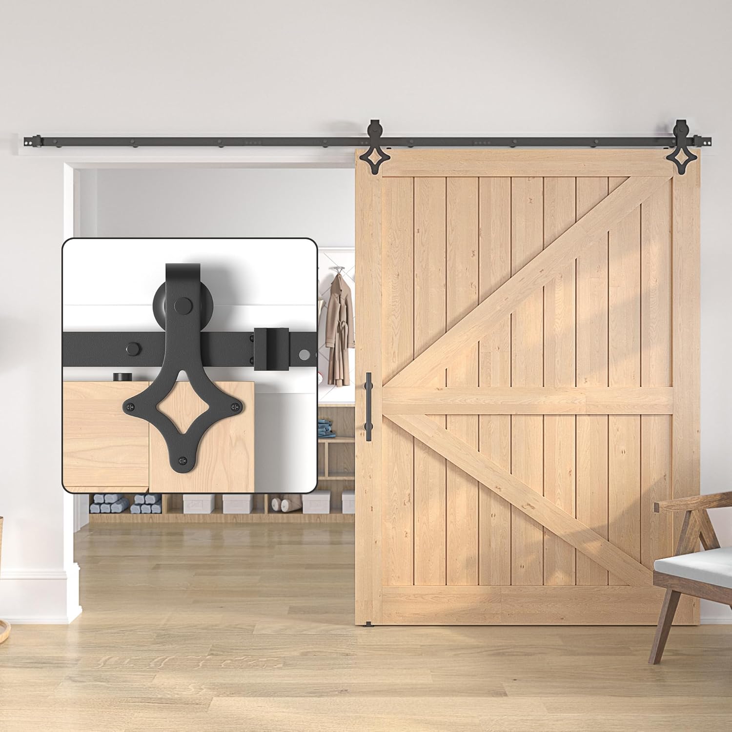 Sliding Barn Door Hardware Kit 10FT Heavy Duty Steel Track Rhombic SANKEYTEW