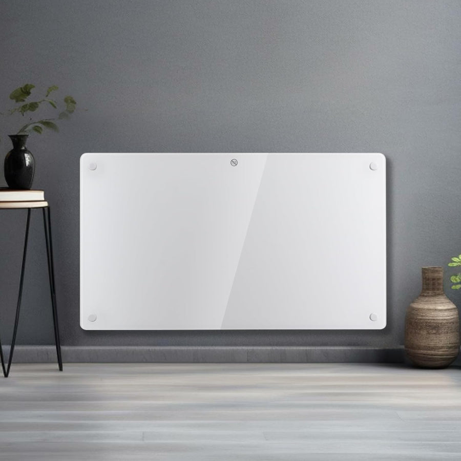 1500W White Glass Electric Radiator Heater with Thermostat Wall Mounted Futura